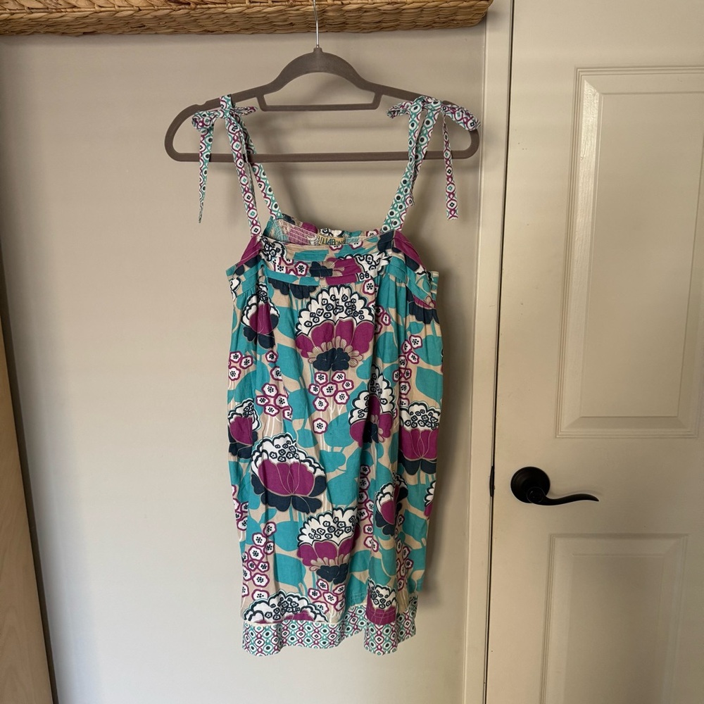 Floral Strappy Dress in Teal and Purple